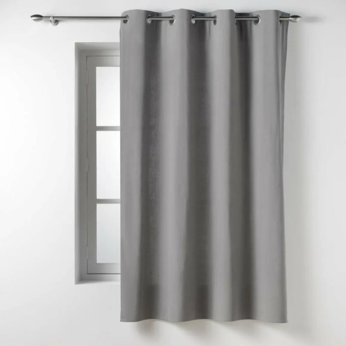 RIDEAU OEILLETS 135X180CM COTON TWILY GRIS