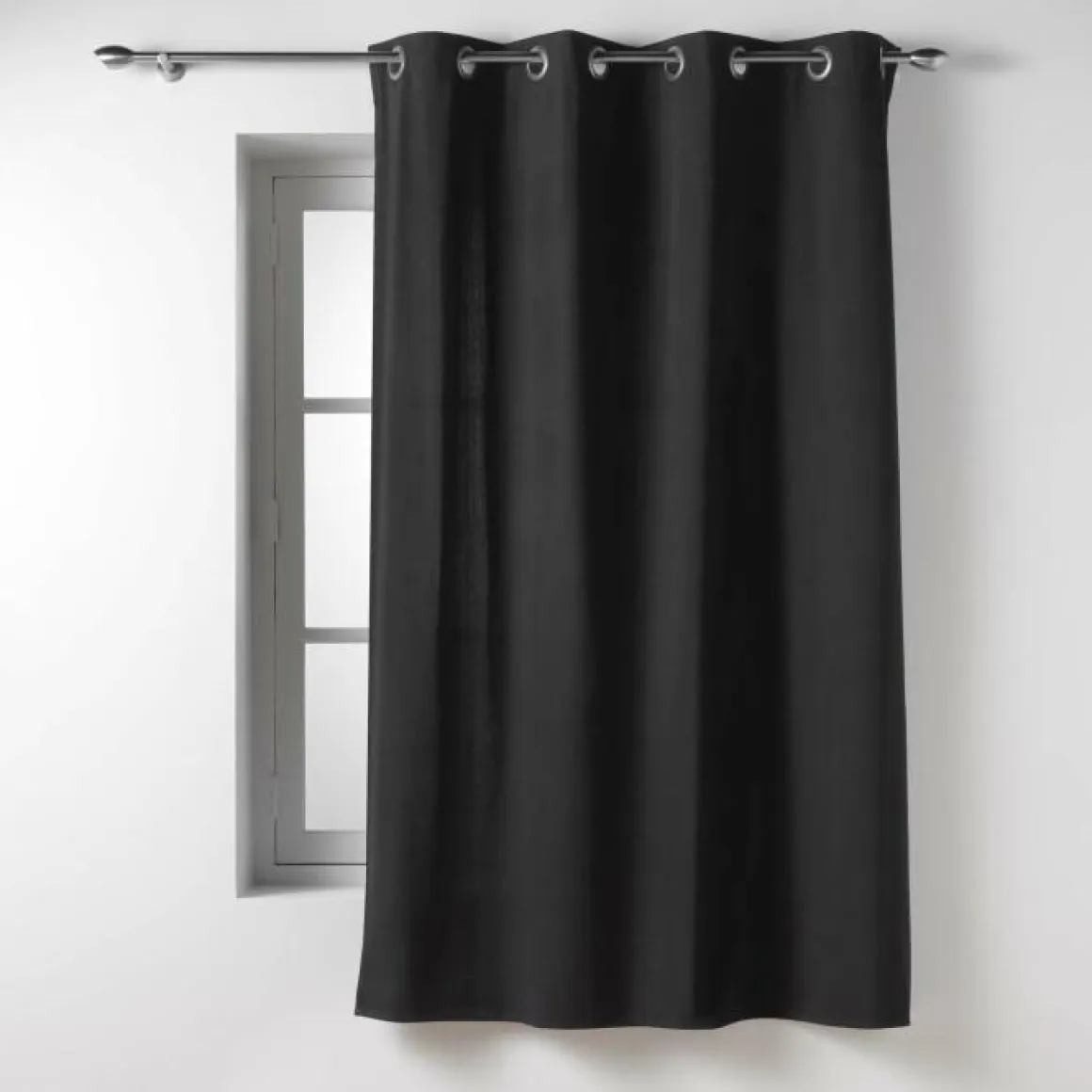 RIDEAU OEILLETS 135X180CM COTON TWILY NOIR