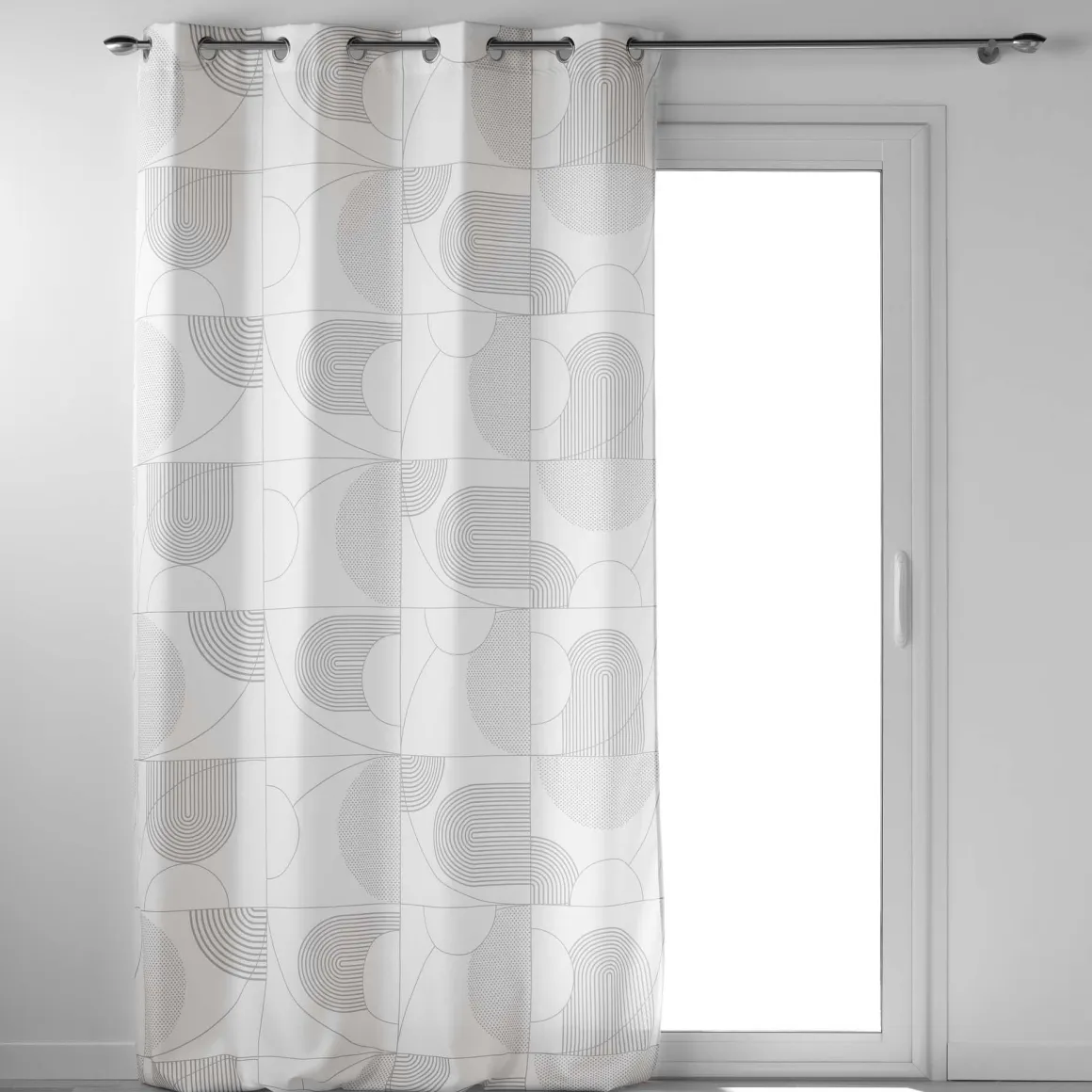 RIDEAU OEILLETS 140X260CM ESQUISSE BLANC