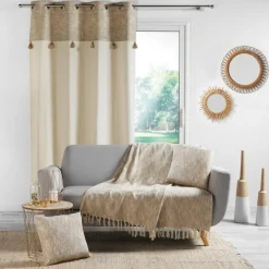 RIDEAU OEILLETS 140X240CM IMPRIME METALLISE SULTAN OR