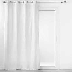 RIDEAU OEILLETS 140X260CM JACQUARD FLORISS BLANC
