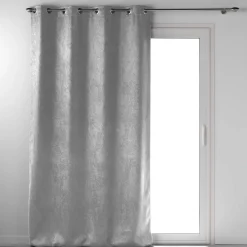 RIDEAU OEILLETS 135X240CM OCCULTANT VELOURS MELODIE GRIS