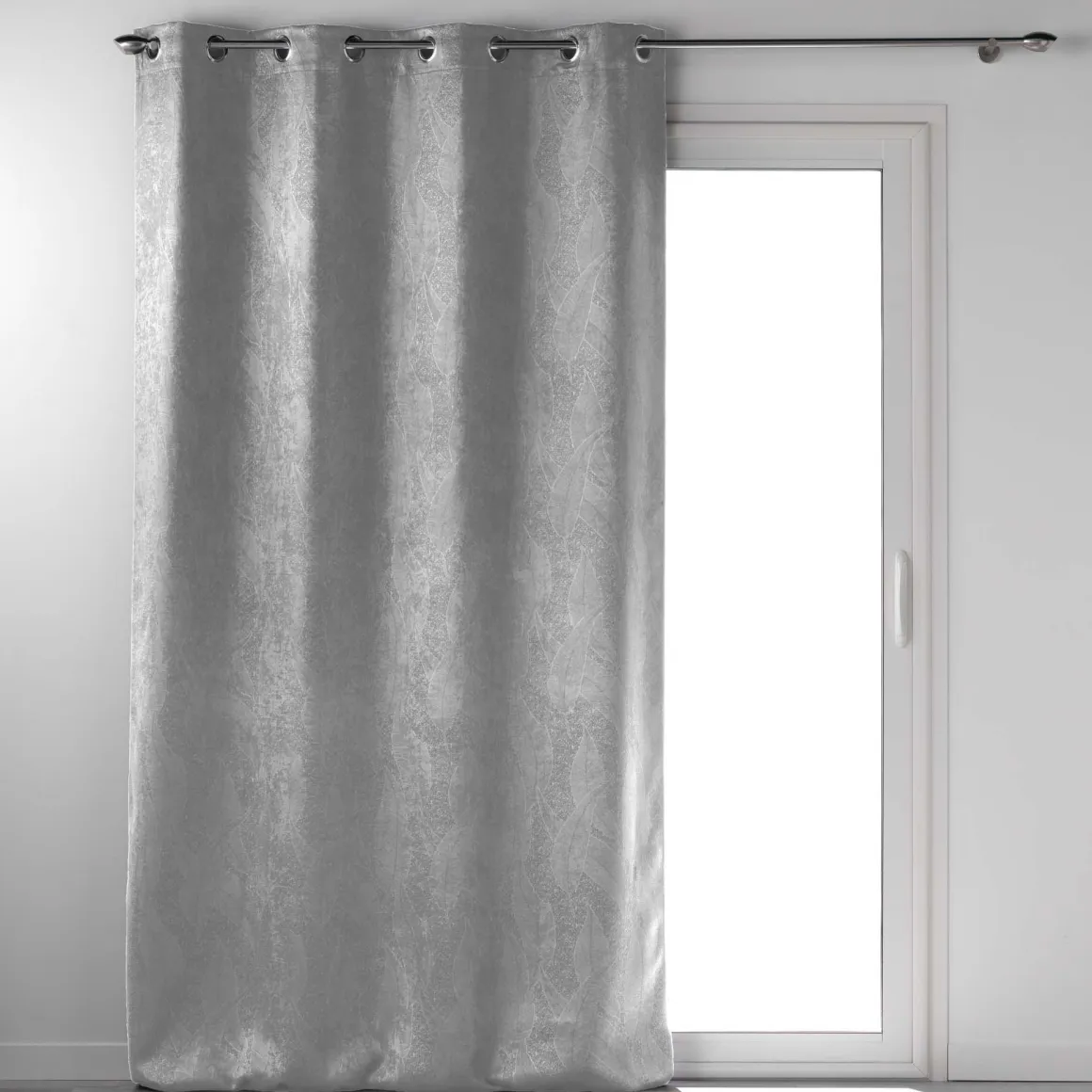 RIDEAU OEILLETS 135X240CM OCCULTANT VELOURS MELODIE GRIS