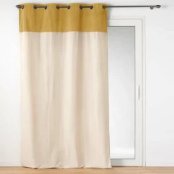 RIDEAU OEILLETS 140X240CM POLYCOTON ET BOUCLETTE TESSA OCRE