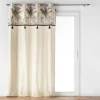 RIDEAU OEILLETS 140X240CM POMPONS PAPAYA
