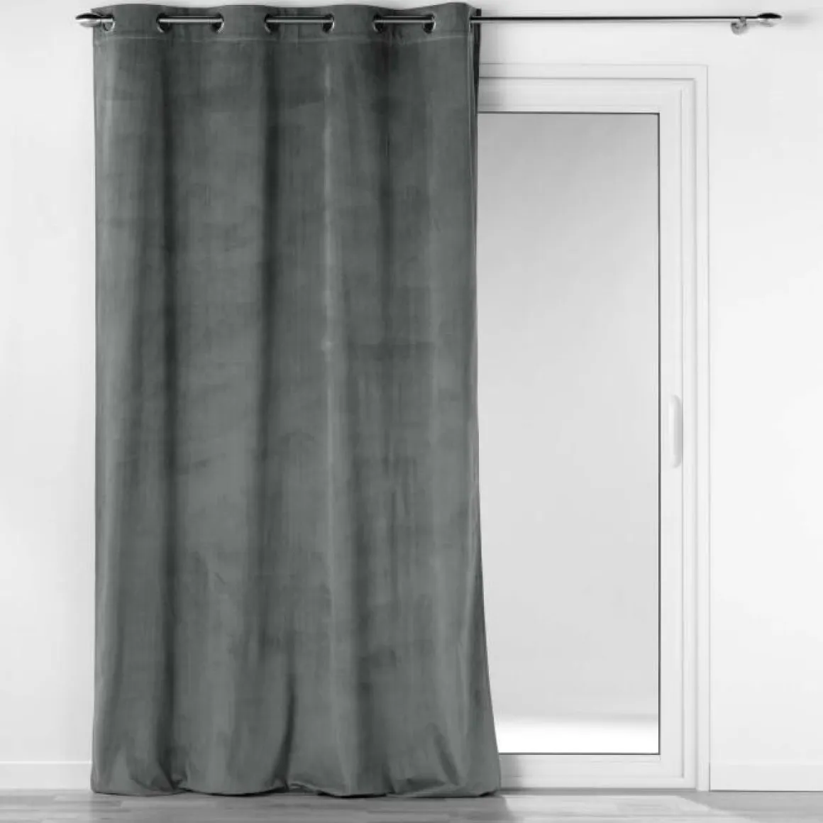 RIDEAU OEILLETS 140X260CM VELOURS COTELE CASUAL ANTHRACITE