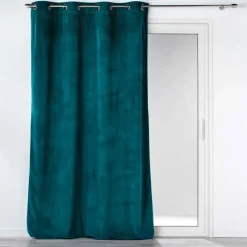 RIDEAU OEILLETS 140X260CM VELOURS COTELE CASUAL PETROLE