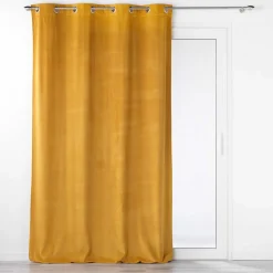 RIDEAU OEILLETS 140X260CM VELOURS RELIEF VELOURIANE OCRE