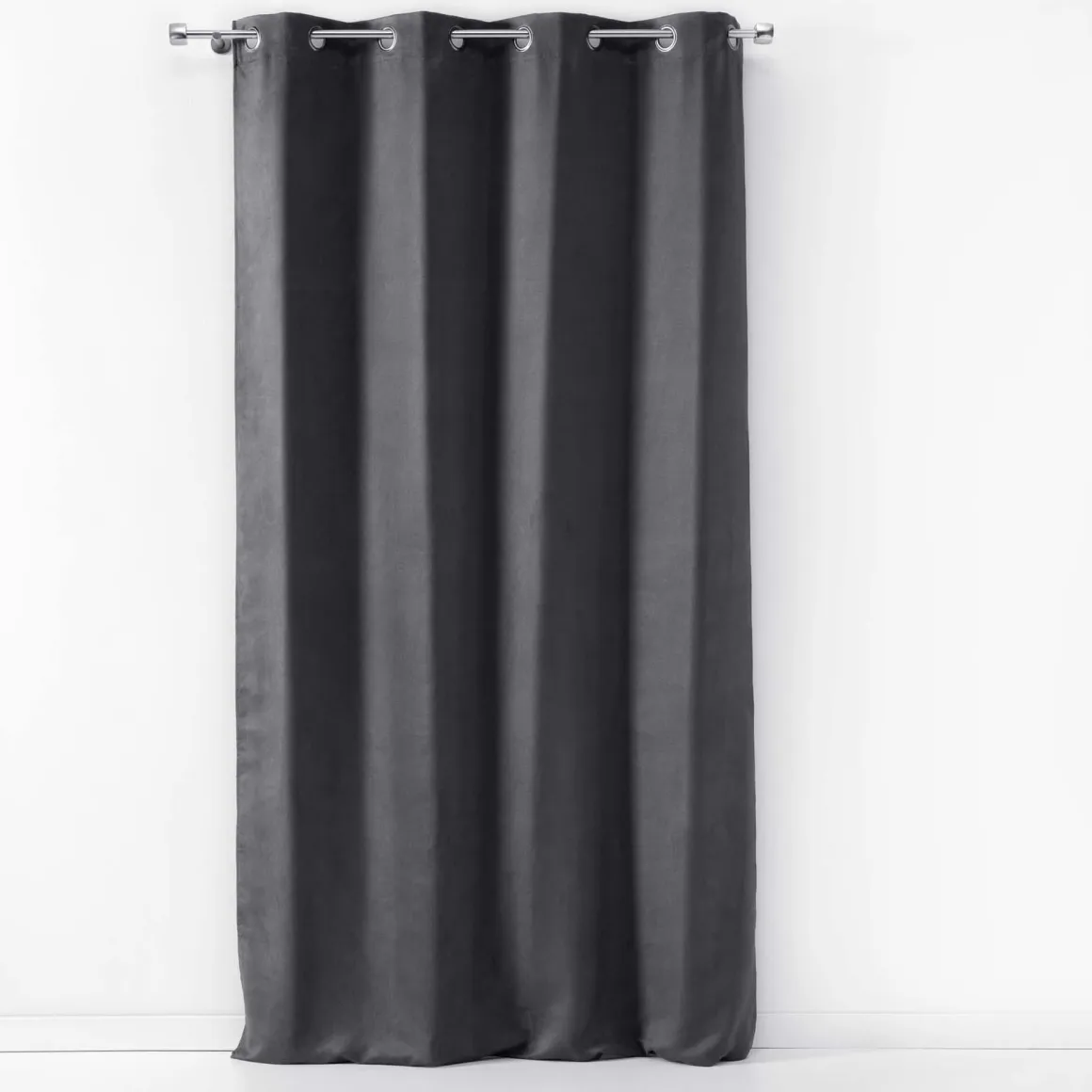 RIDEAU OEILLET 140X240CM SUEDE UNI SULTANE ANTHRACITE