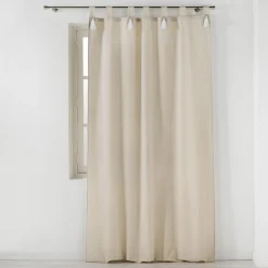RIDEAU PASSANTS ET POMPON BLANC 140X240CM UNI CYRINE