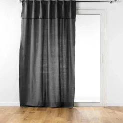 RIDEAU PASS CACHE 140X240CM COTON UNI MISTRALINE ANTHRACITE