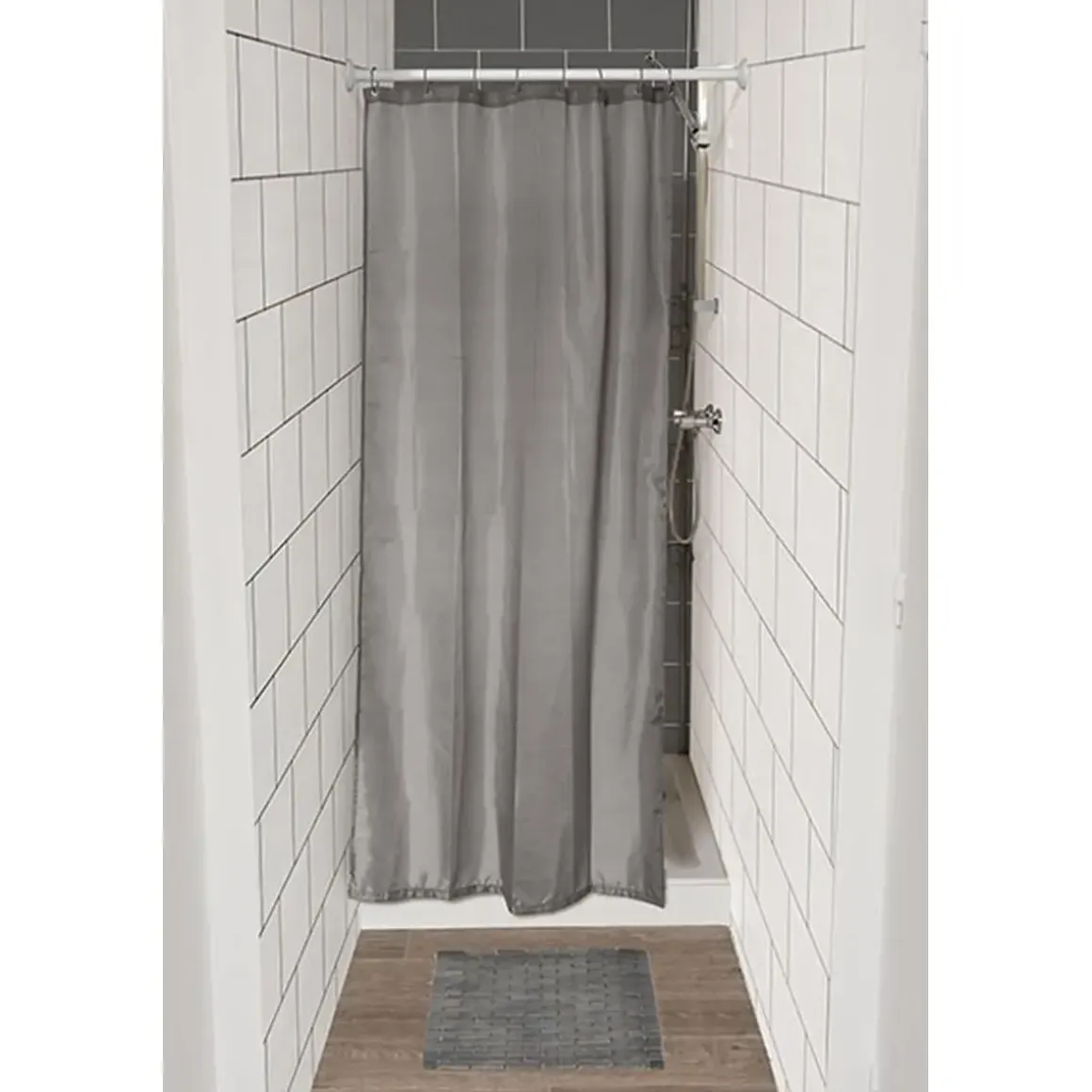 RIDEAU SPECIAL DOUCHE 120X180CM 8 ANNEAUX GRIS
