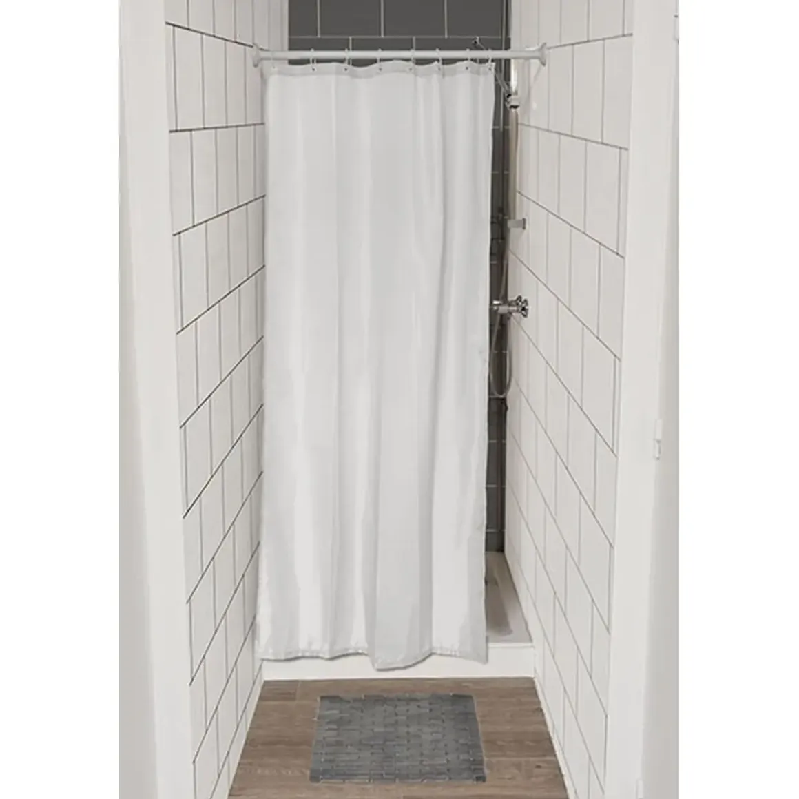 RIDEAU SPECIAL DOUCHE 120X180CM 8 ANNEAUX BLANC