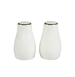 SALIERE ET POIVRIERE PORCELAINE LISERE OR
