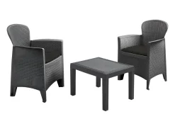 SALON BALCON DUO 2 PLACES RESINE AKITA RAMA AVEC COUSSINS