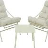 SALON DUO RELAX 2 CHAISES 1 TABLE ACIER CREME