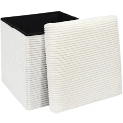 SCOTT COFFRE POUF PLIABLE COTELE BEIGE