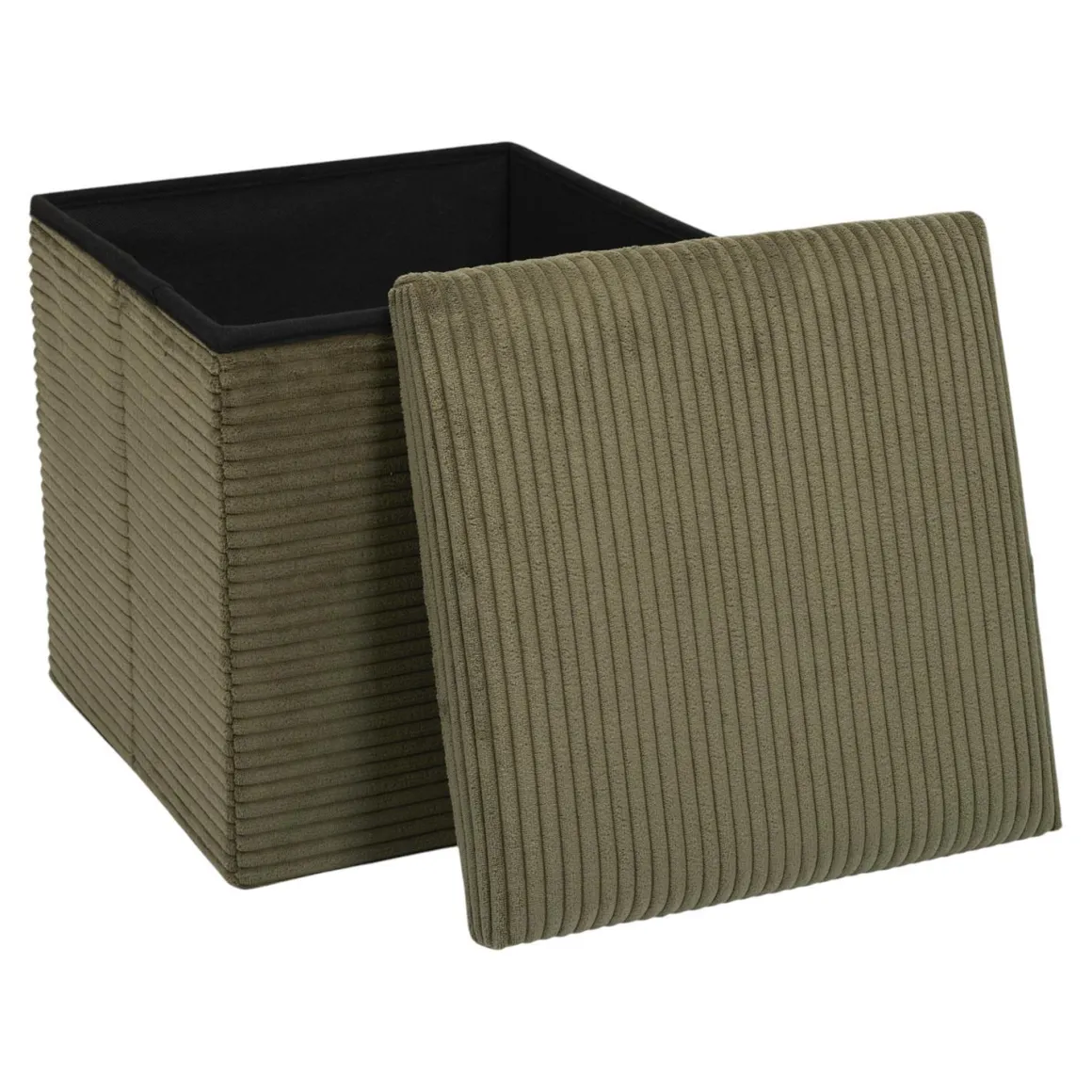 SCOTT COFFRE POUF PLIABLE COTELE VERT