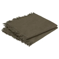 SERVIETTE COTON FRANGE MAHA KAKI 40X40CM X2 PIECES