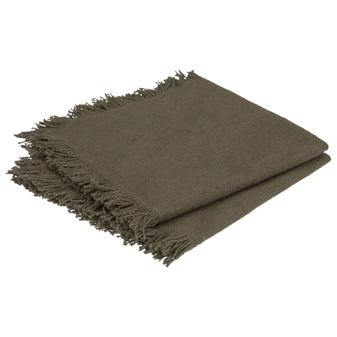 SERVIETTE COTON FRANGE MAHA KAKI 40X40CM X2 PIECES