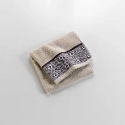 SERVIETTE TOILETTE 50X90CM EPONGE JACQUARD BEIGE