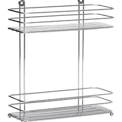 SERVITEUR METAL 2 ETAGERES PLATEAUX CHROME GRIS