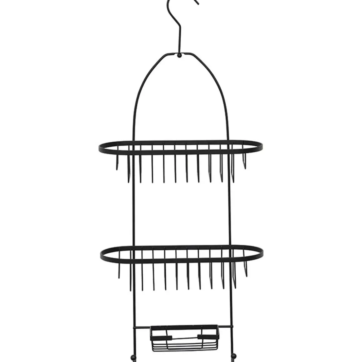 SERVITEUR METAL 2 PANIERS PORTE SAVON NOIR MAT