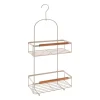 SERVITEUR RECTANGLE METAL 2 NIVEAUX CROCHET ACACIA BEIGE