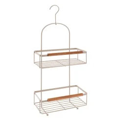 SERVITEUR RECTANGLE METAL 2 NIVEAUX CROCHET ACACIA BEIGE