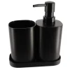 SET 3 ACCESSOIRES GOBELET DISTRIBUTEUR ET PORTE SAVON NOIR