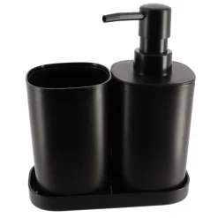 SET 3 ACCESSOIRES GOBELET DISTRIBUTEUR ET PORTE SAVON NOIR