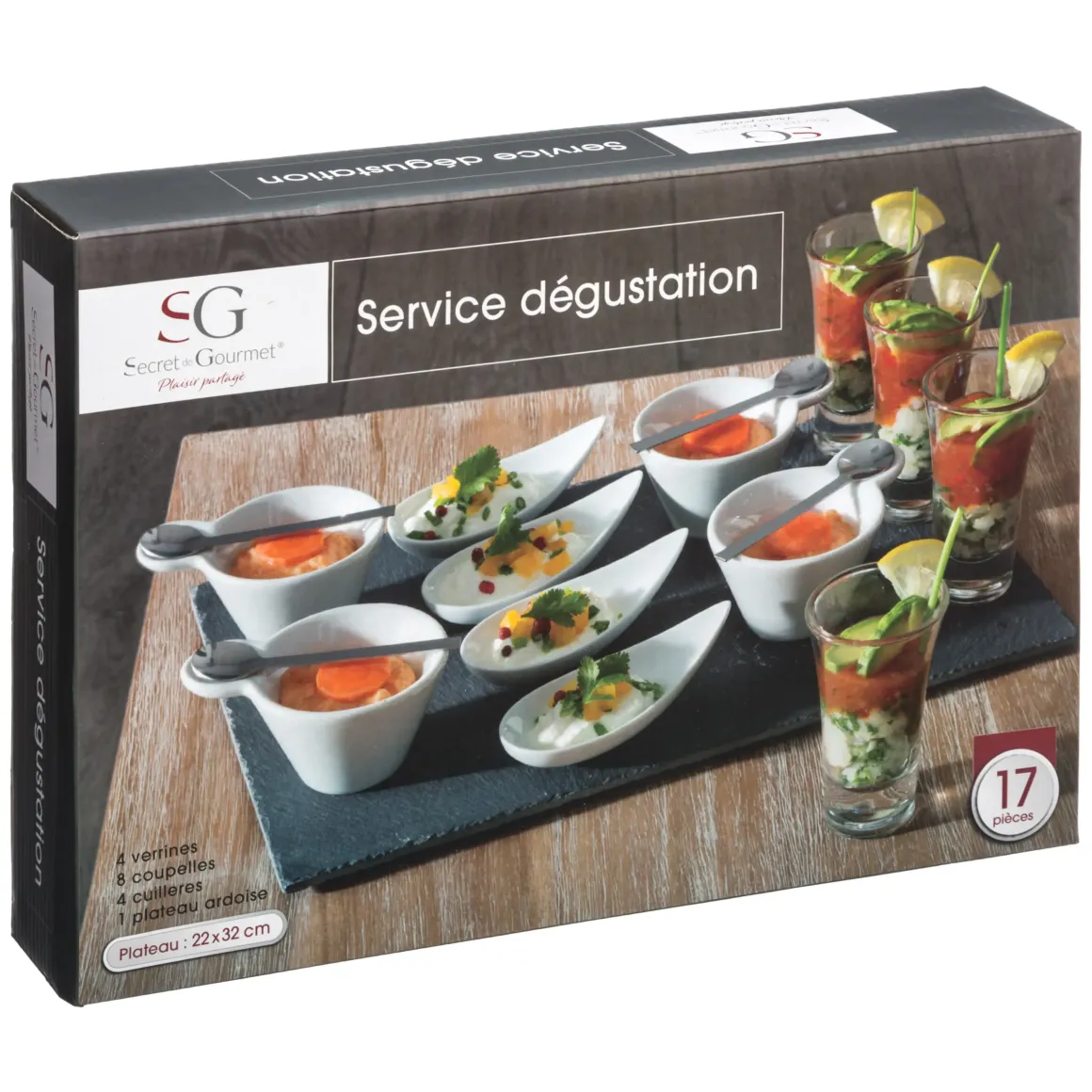SET APERITIF ARDOISE 17 PIECES