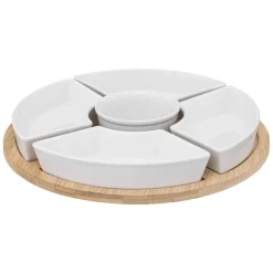 SET APERITIF BAMBOU BLANC ROND X6 PIECES