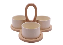 SET APERO 3 COUPELLES BEIGE ET PLATEAU