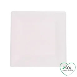 SET 12 ASSIETTES CARREES CANNE A SUCRE 15CM BLANC