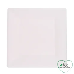 SET 12 ASSIETTES CARREES CANNE A SUCRE 20CM BLANC