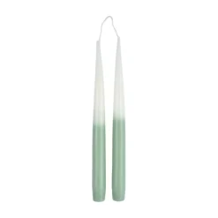 SET 2 BOUGIES CHANDELIER H.26CM TIE DYE BLANC ET CELADON