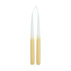 SET 2 BOUGIES CHANDELIER H.26CM TIE DYE BLANC ET SEMOULE