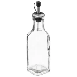 SET BOUTEILLE HUILE VINAIGRE SEL POIVRE VERRE AVEC SUPPORT