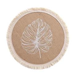SET DE TABLE D.38CM JUTE IMPRIME ET FRANGES MOGADOR NATUREL