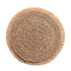 SET DE TABLE D.38CM PAILLE DE JONC ET FRANGES OSLO NATUREL