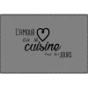 SET DE TABLE 28.5X43.5 CM PVC IMPRIME CUISINE AMOUR GRIS