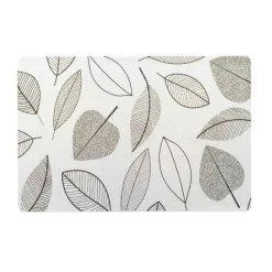 SET DE TABLE 30X45CM PVC IMPRIME METALLISE FEUILLETTE NOIR