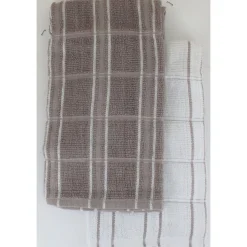 SET 2 ESSUIE MAINS ANDREW 50X50CM COTON TAUPE BLANC