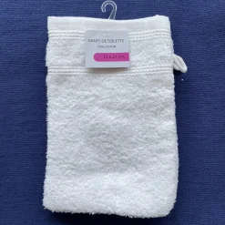 SET 2 GANTS TOILETTE 16X21CM BLANC