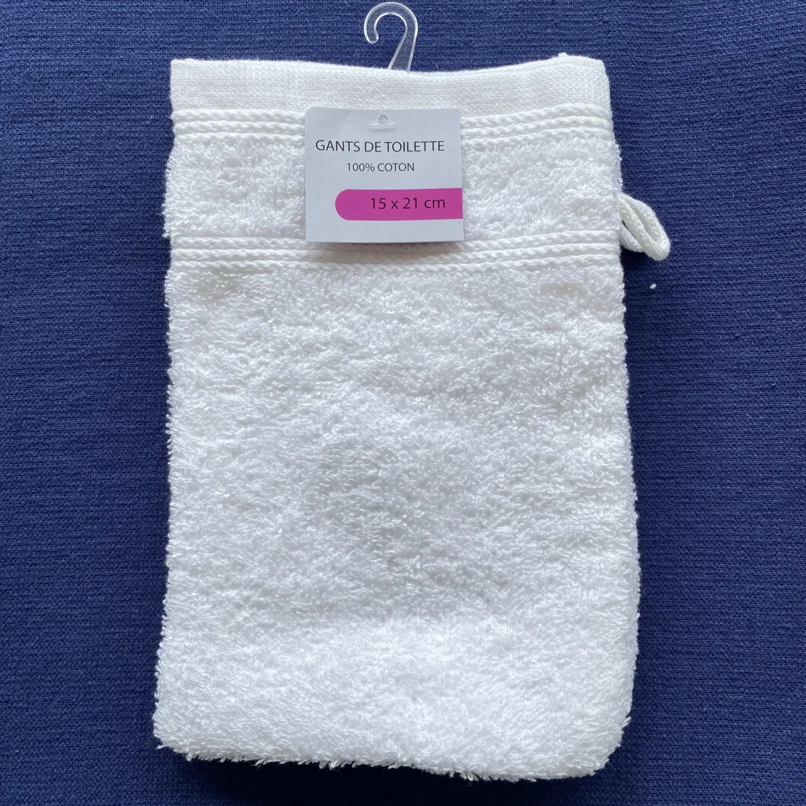SET 2 GANTS TOILETTE 16X21CM BLANC