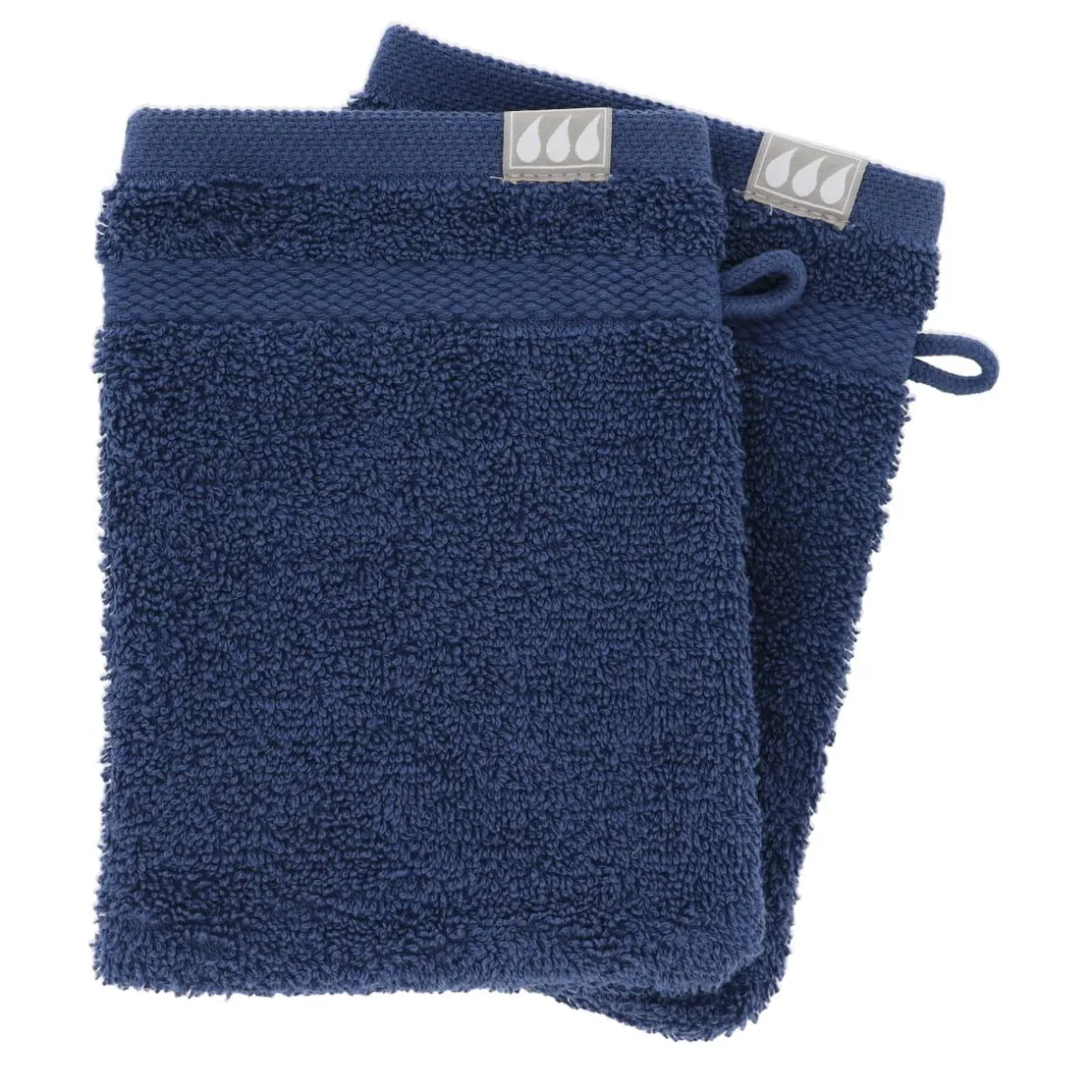 SET 2 GANTS TOILETTE 15X21CM COTON BLEU MARINE