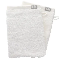 SET 2 GANTS TOILETTE 15X21CM COTON BLANC