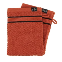 SET 2 GANTS TOILETTE 15X21CM COTON TERRE DE SIENNE