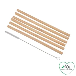 SET 6 PAILLES BAMBOU REUTILISABLE 20CM AVEC BROSSE